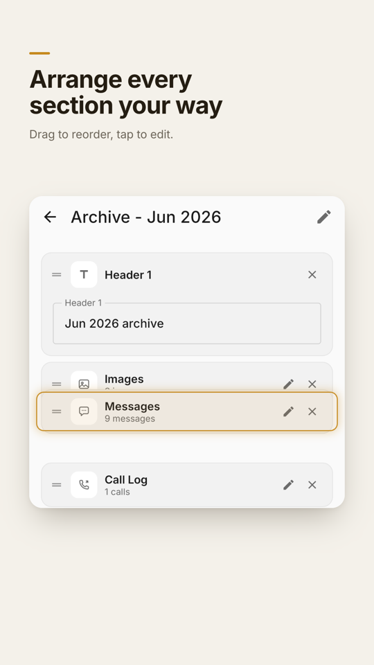 Arrange and edit sections
