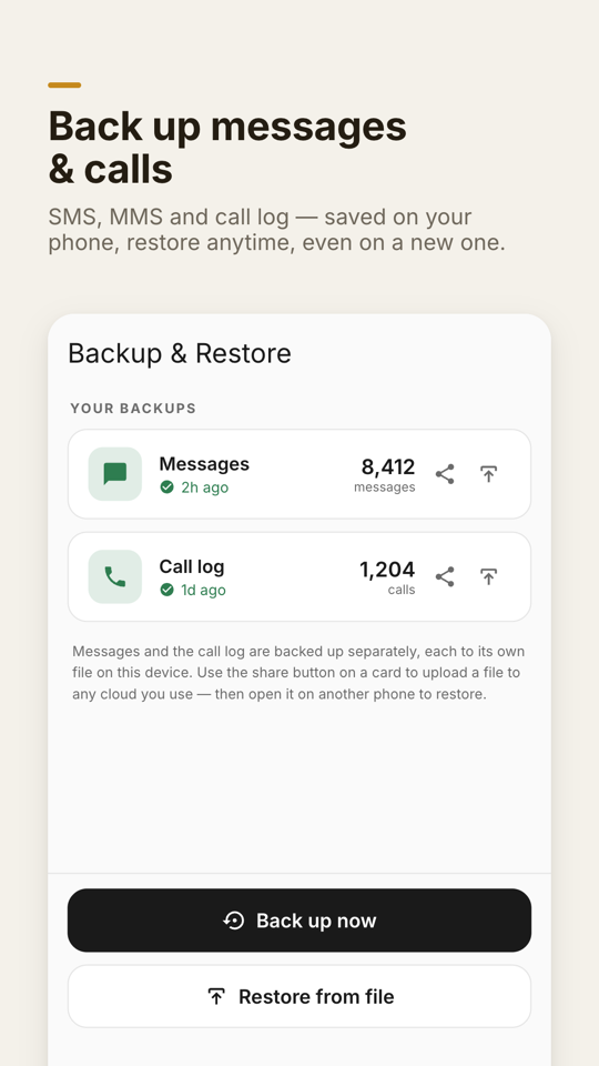 SMS backup and restore